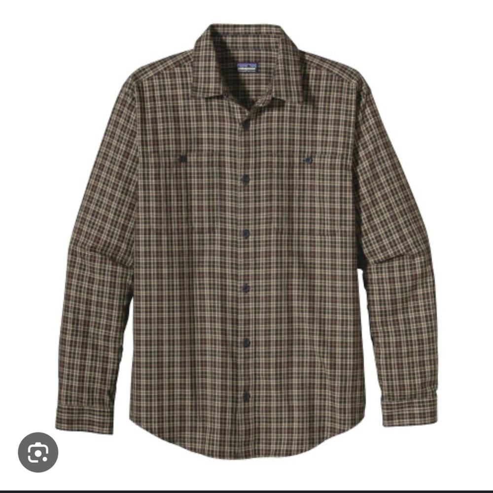 Patagonia Men's Long-Sleeved Plaid green button down XXL organic Pima cotton